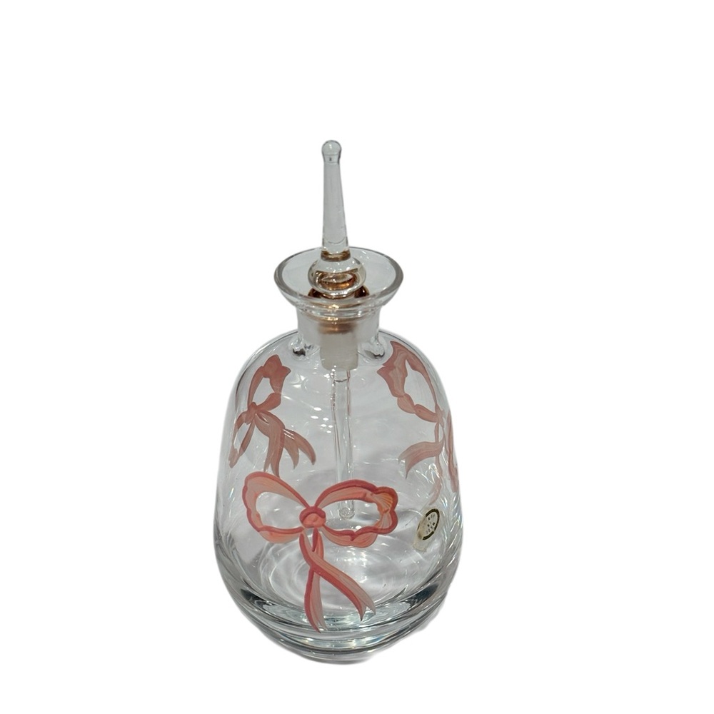 SOLD Vintage Hungarian Perfume Bottle with Glass Dauber and Pink Bows - Picture 3 of 16
